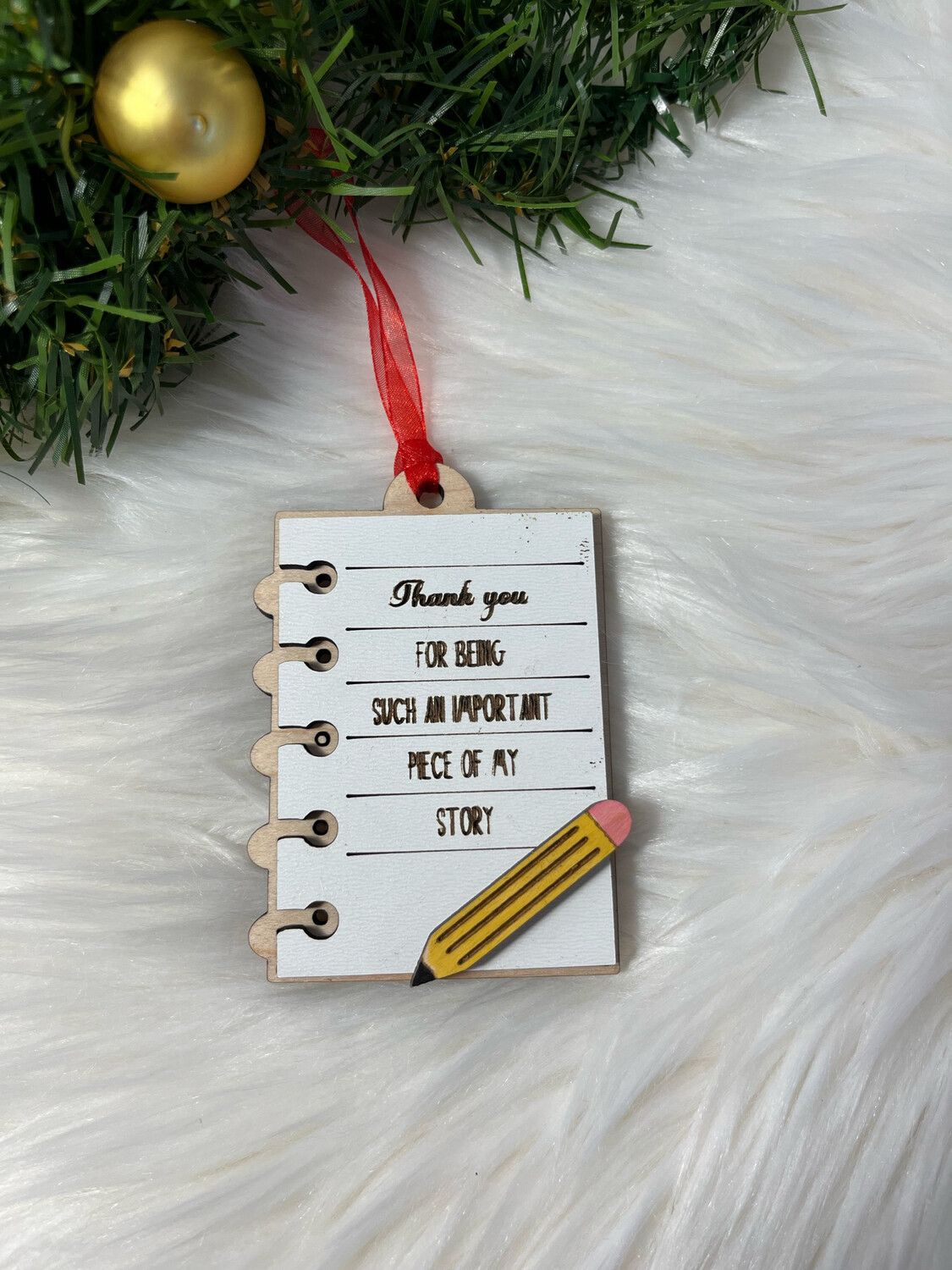 Thank You Teacher Notebook 3D Wooden Ornament