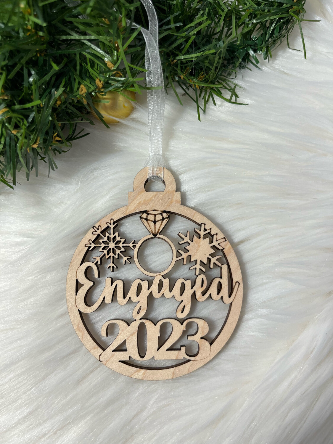 Engaged 2023 Wooden Ornament