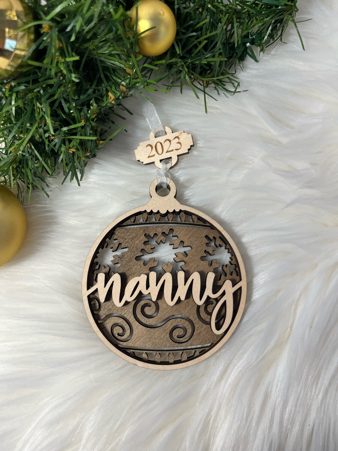 Nanny 3D Wooden Circle Ornament