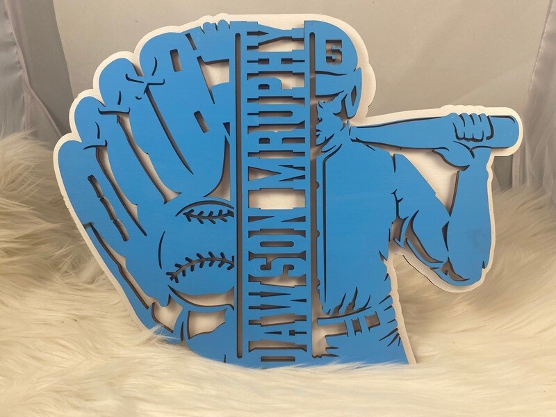 3D Wooden Baseball Player Sign