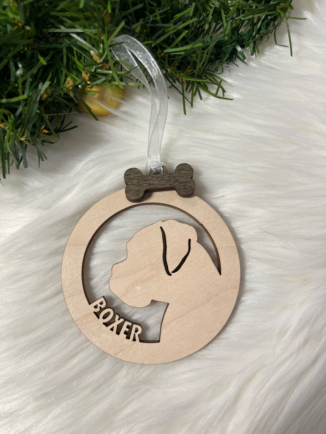 Boxer Dog Wooden Ornament