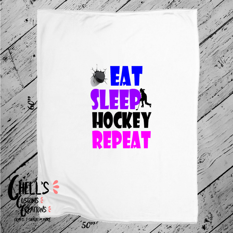 Eat Sleep Hockey Repeat Blanket