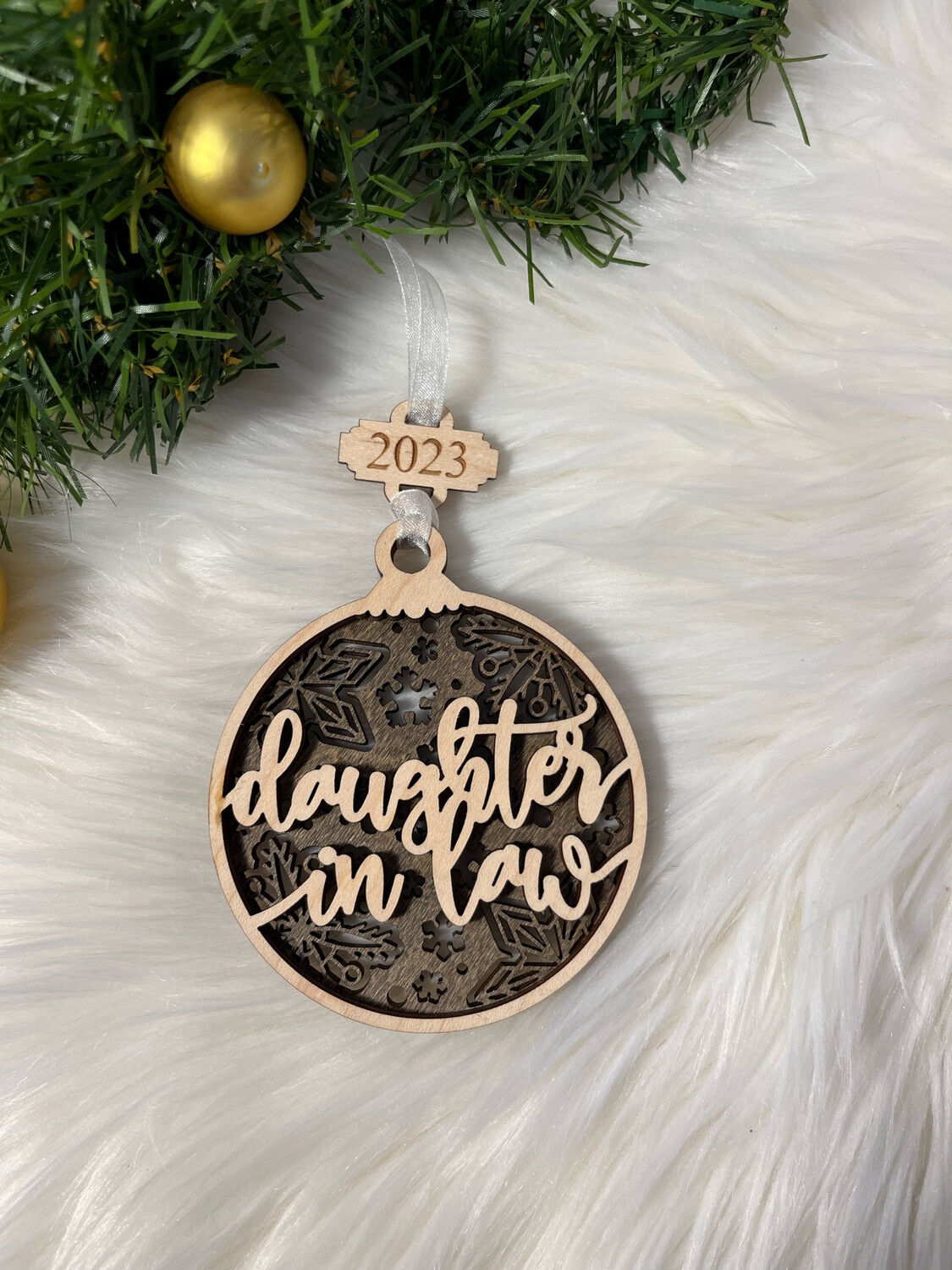 Daughter In law 3D Wooden Circle Ornament