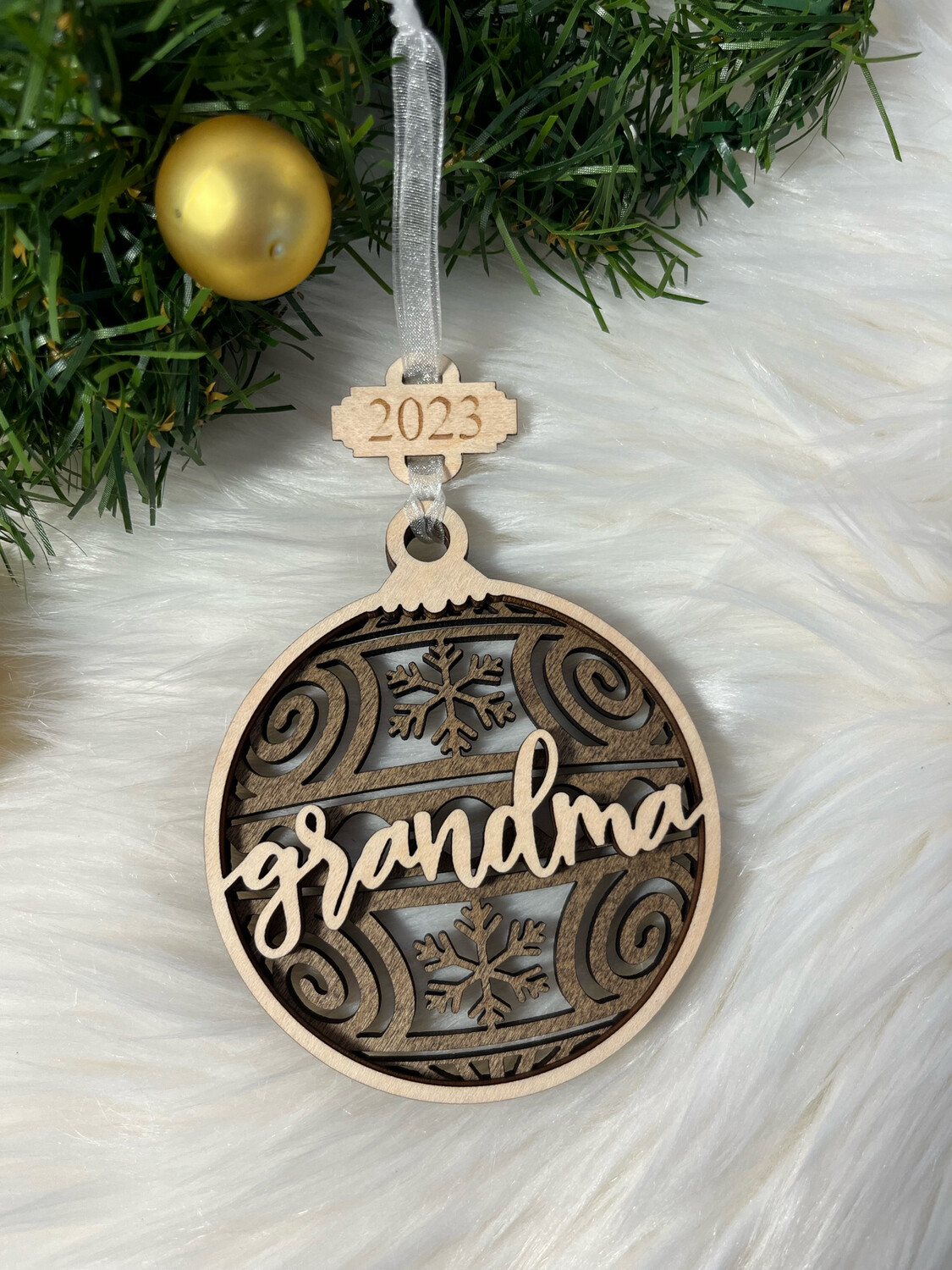 Grandma 3D Wooden Circle Ornament