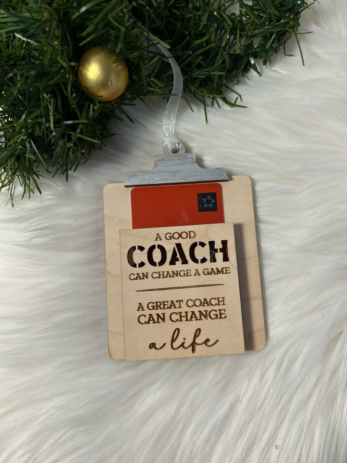 Coach Gift Card Holder 3D Wooden Circle Ornament