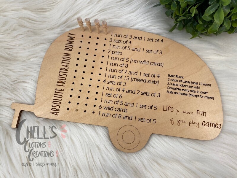 Wooden Frustration Rummy Camper