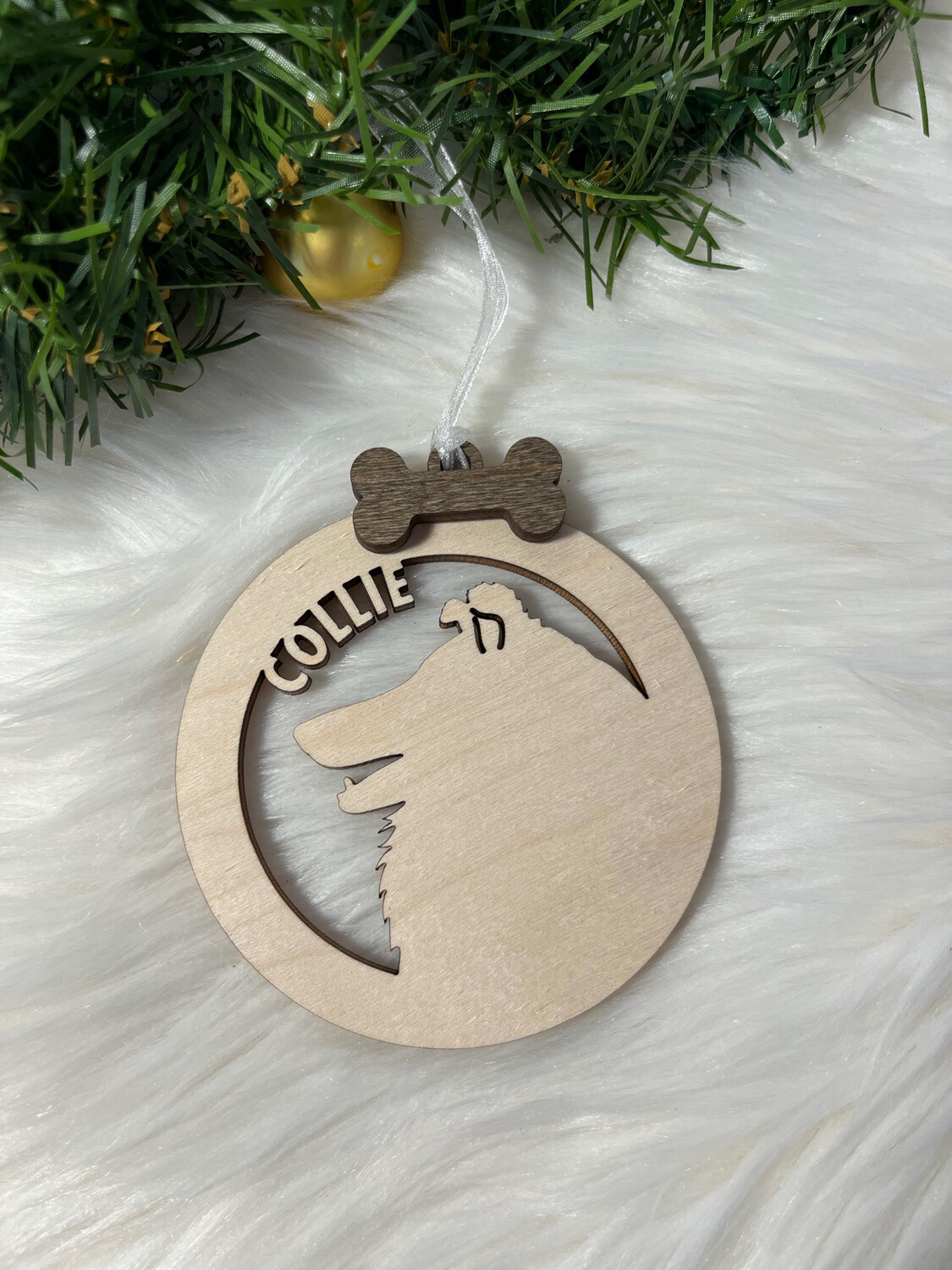 Collie Dog Wooden Ornament