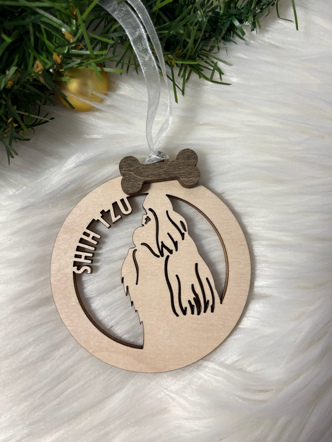 Shih Tzu Dog Wooden Ornament