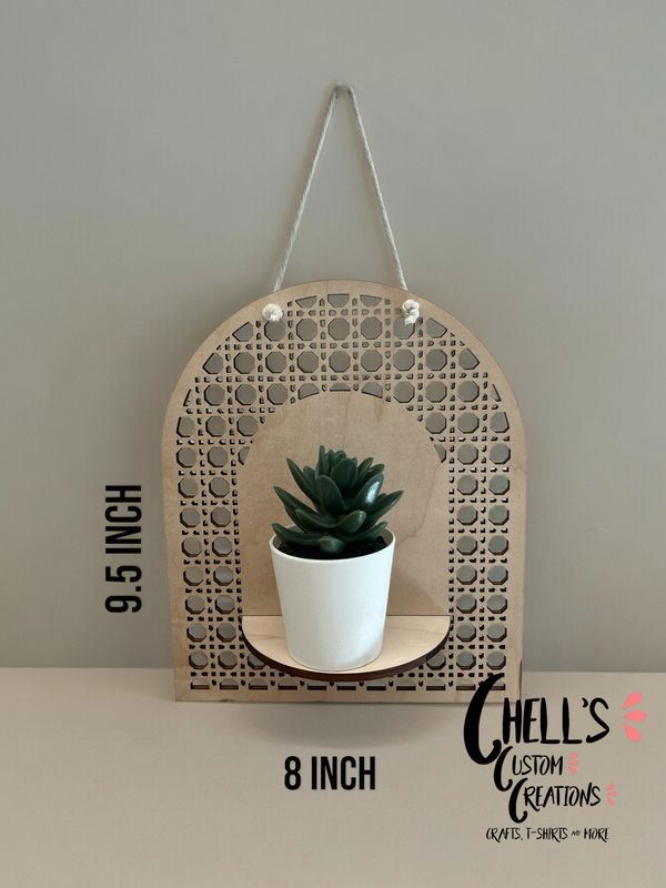 Small Rattan Hanging Accent Shelf