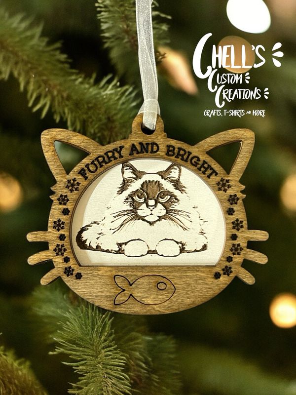 Ragamuffin Wooden 3D Cat Ornament