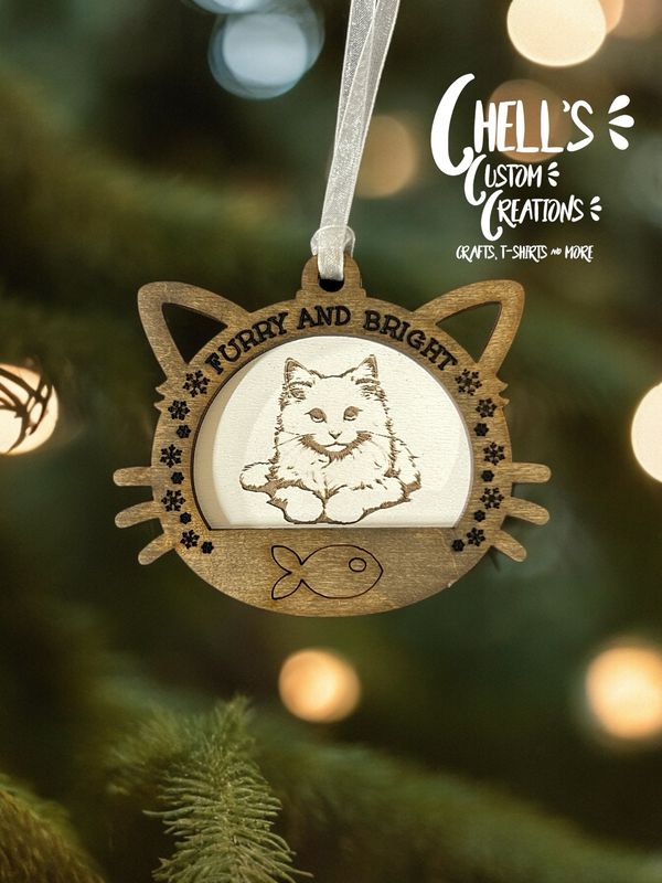 Turkish Angora Wooden 3D Cat Ornament