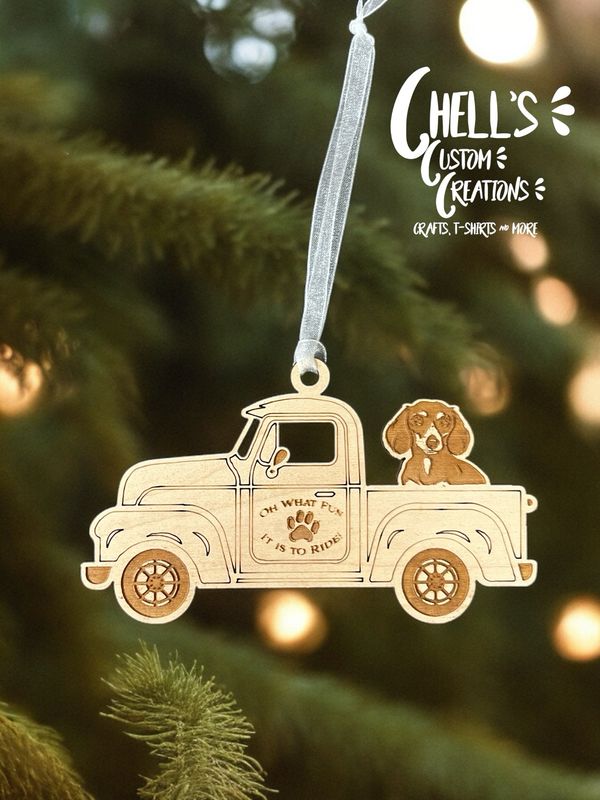Dachshund Wooden Farm Truck Ornament
