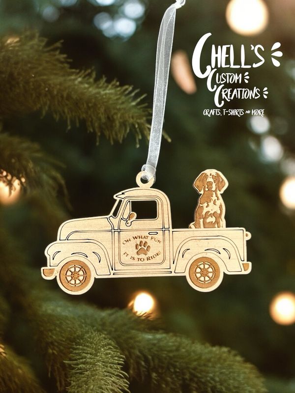 English Pointer Wooden Farm Truck Ornament