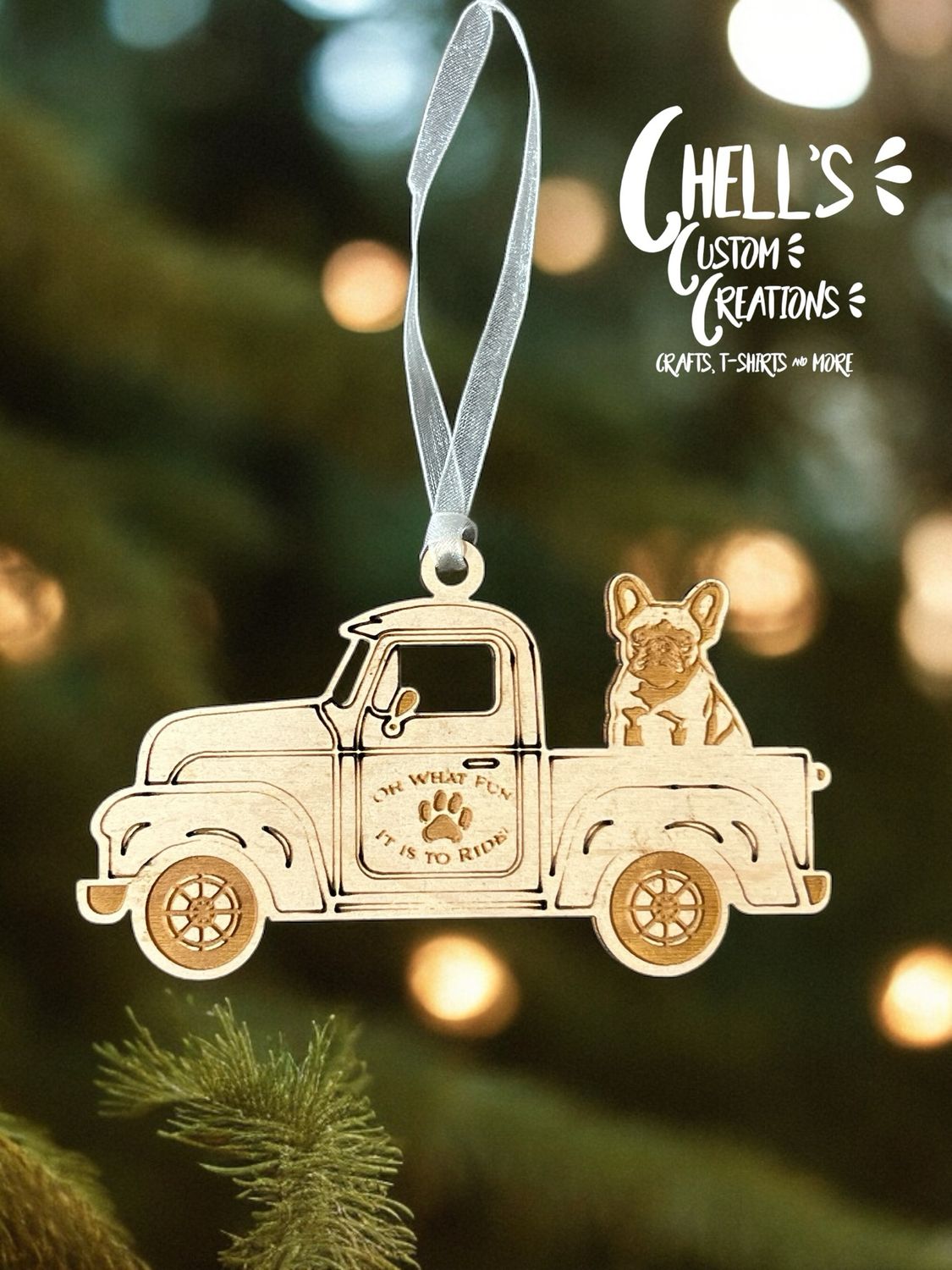 French Bull Wooden Farm Truck Ornament
