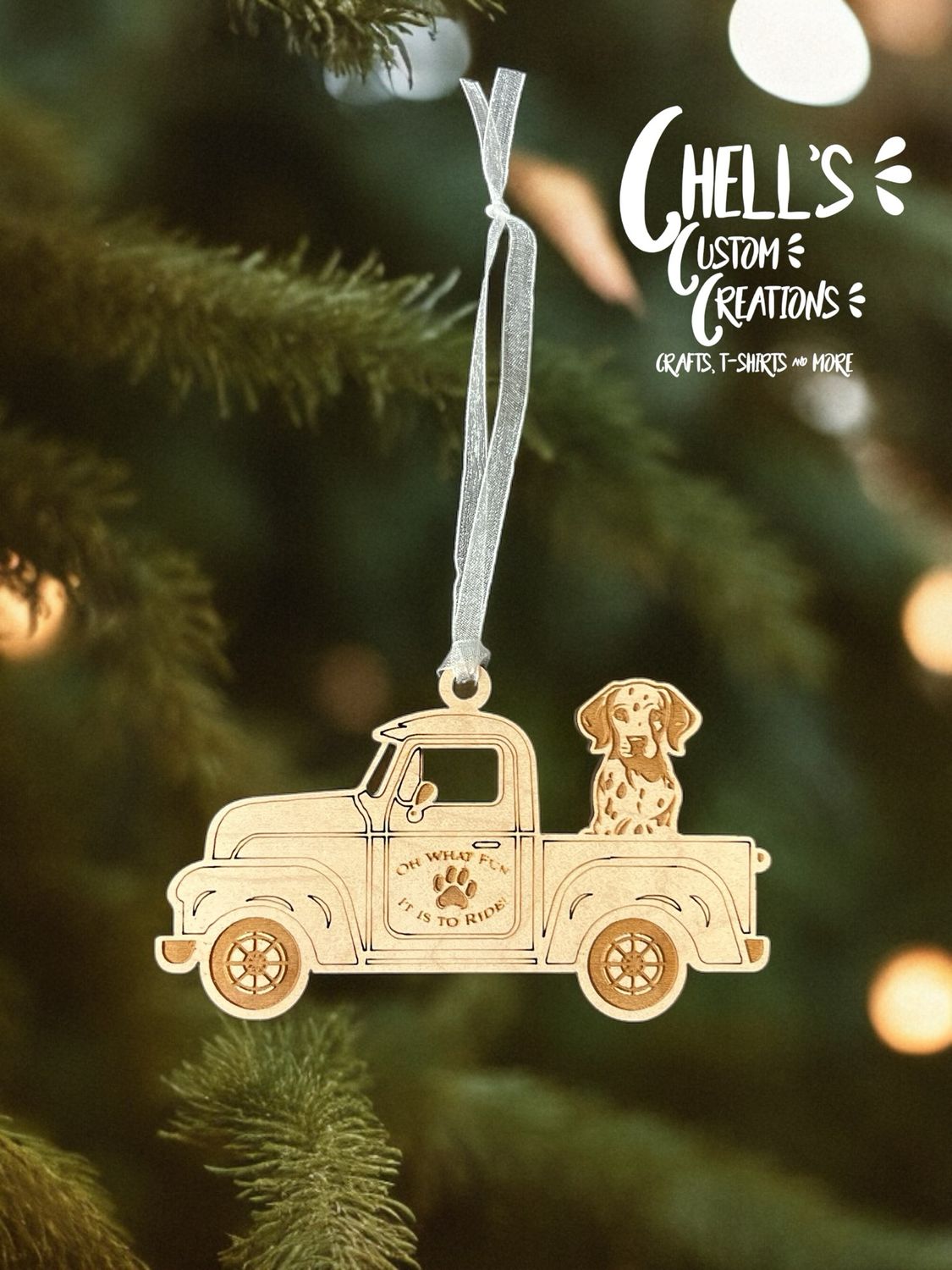 Dalmatian Wooden Farm Truck Ornament
