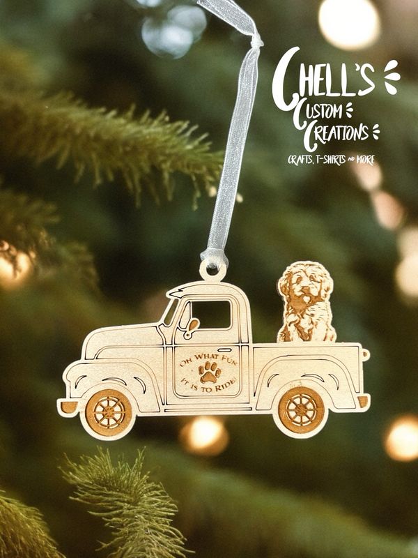 Goldendoodle Wooden Farm Truck Ornament
