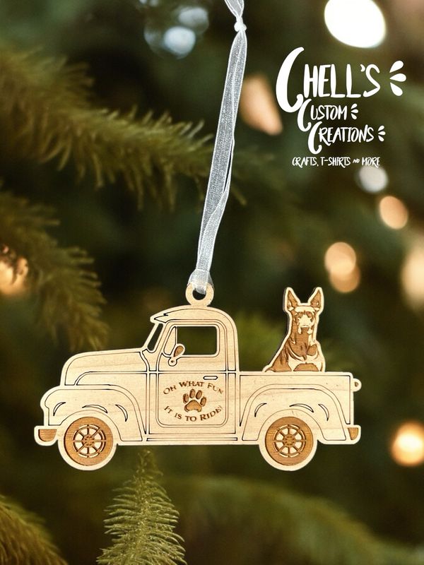 Doberman Farm Truck Ornament