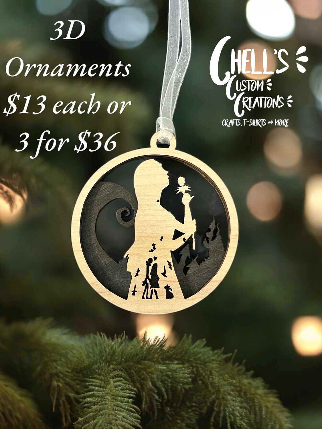 Sally Nightmare Before Christmas 3D Wooden Circle Ornament