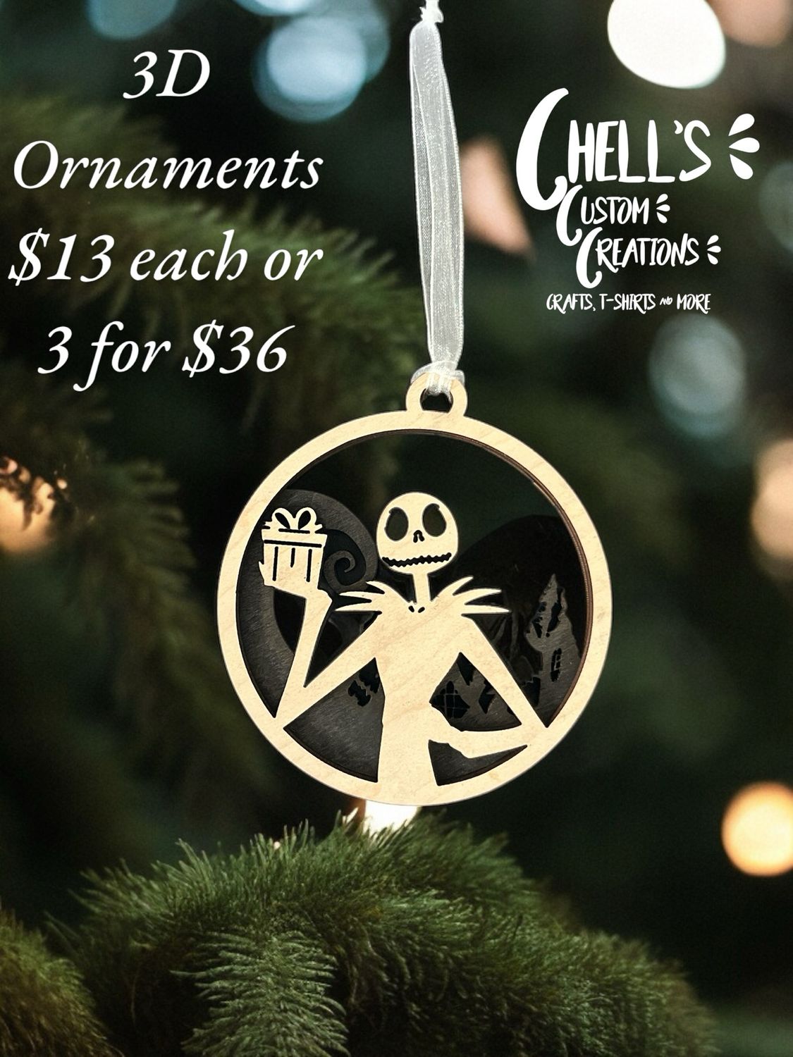 Jack Nightmare Before Christmas 3D Wooden Circle Ornament
