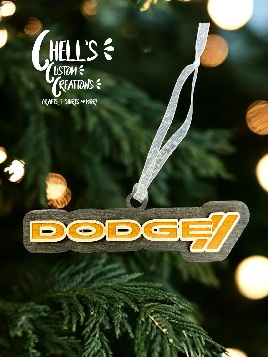 Dodge 3D Wooden Circle Ornament