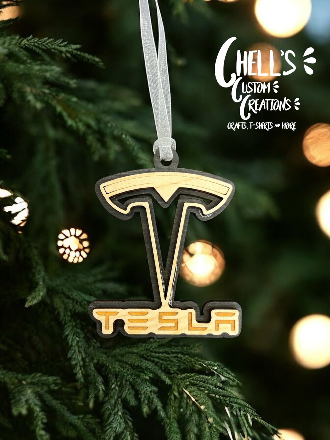 Tesla 3D Wooden Ornament