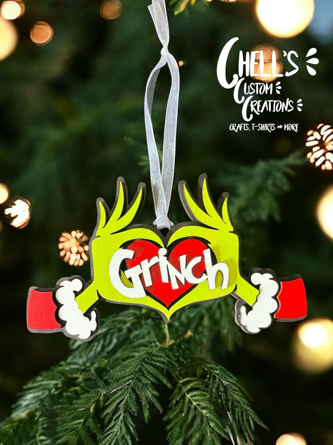 Grinch Hands 3D Wooden Ornament