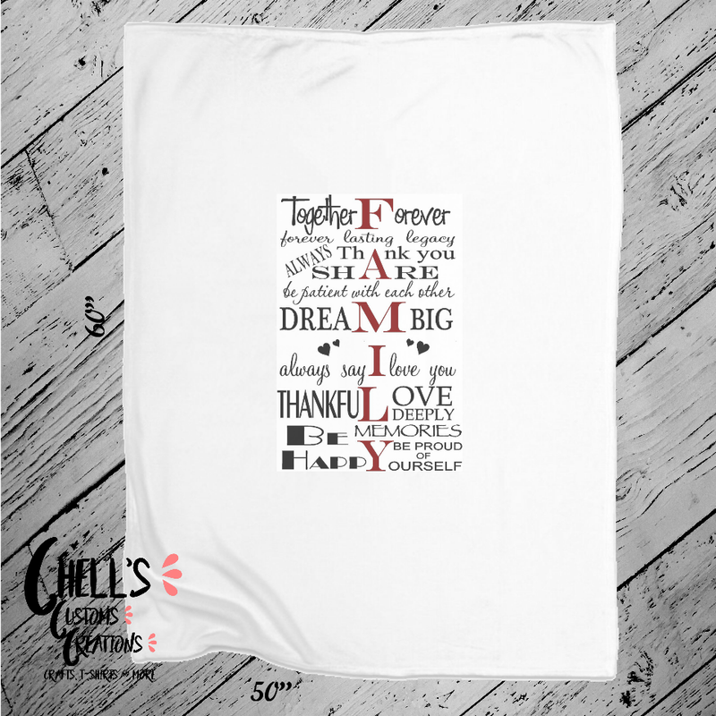 Family Word Art Blanket