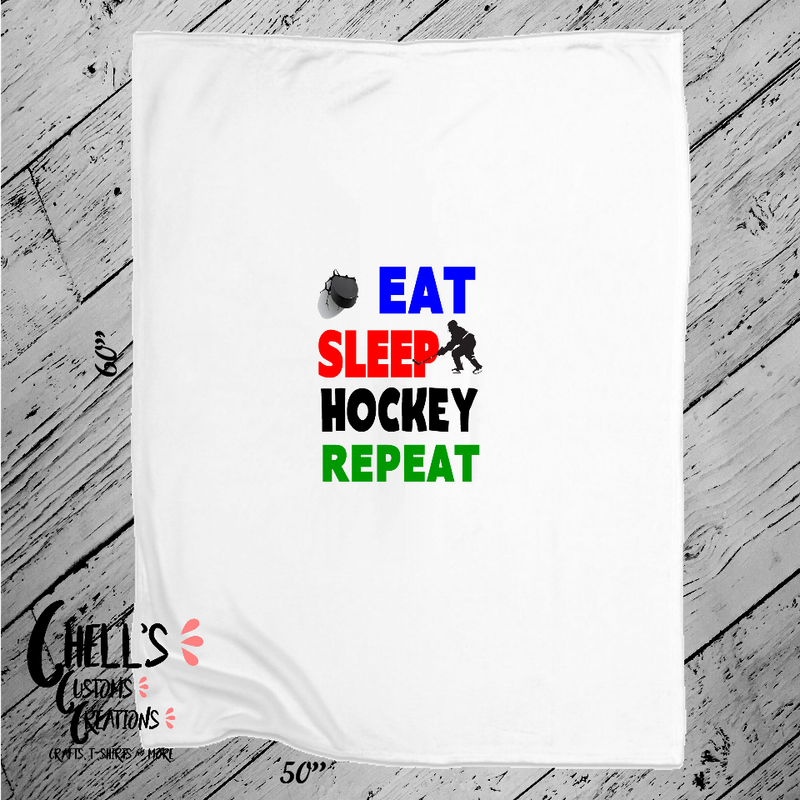 Eat Sleep Hockey Repeat Blanket