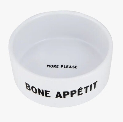 Bone Appetit White Ceramic Food or Water Bowl - Small