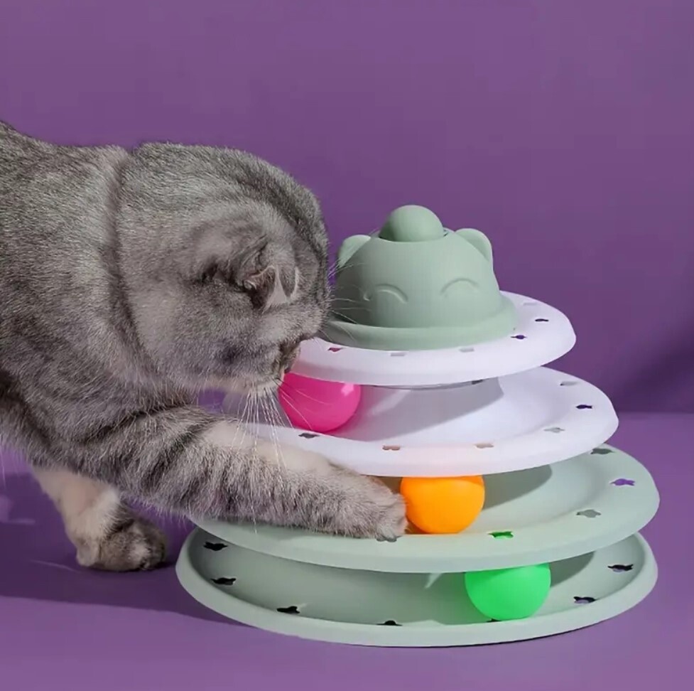Cat Track Tower Interactive Toy - Assorted, Style: Cat Head Green/White