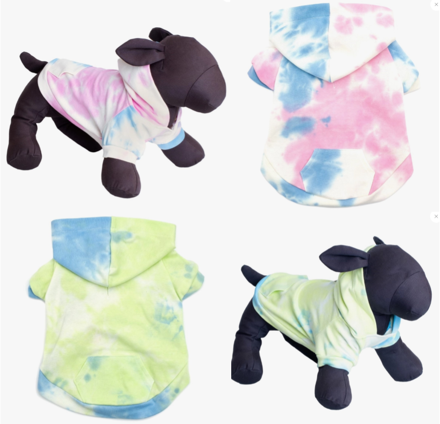 Classic Tie Dye Pet Hoodie in Pink or Blue