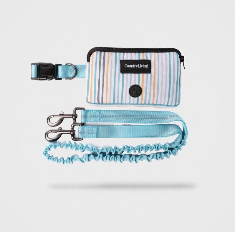 Country Living Hands Free Dog Leash &amp; Poop Bag Holder - Stripe Blue