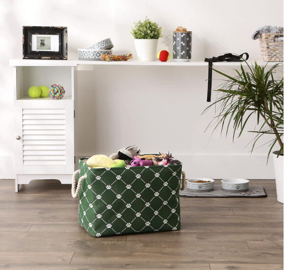 DII Pet Storage Collection Paw Print, Medium Rectangle, Hunter Green