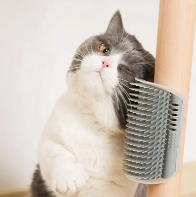 Cat-a-Comb, Cat Pet Comb, Table Leg or Wall Mount, Grey