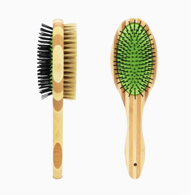 Dual Sided Bamboo Grooming Bristle Brush