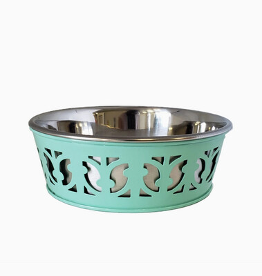 Eco-friendly Stainless Steel Farmhouse Dog Bowl, Mint Green 30oz