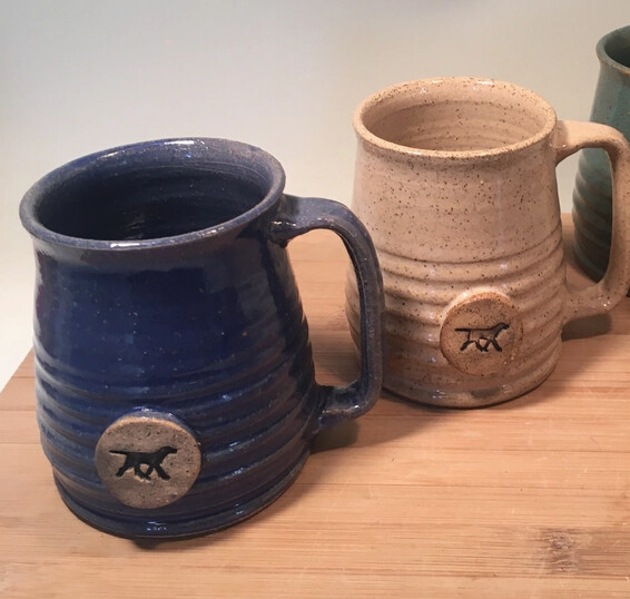 Handmade Pottery Dog Mug, Color: Blue