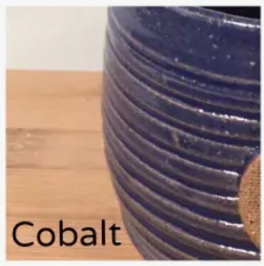 Handmade Pottery Pet Treat Jar with Paw Print and Bone Shape Handle, Color: Cobalt Blue