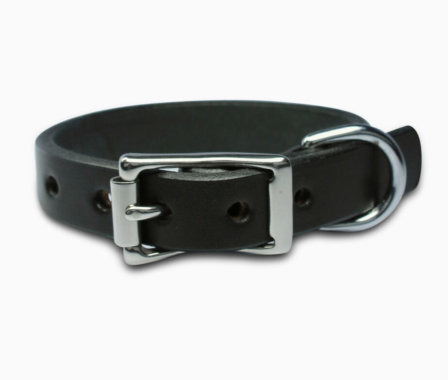 Leather Dog Collar - Small Breed, Color: Black, Size: Small