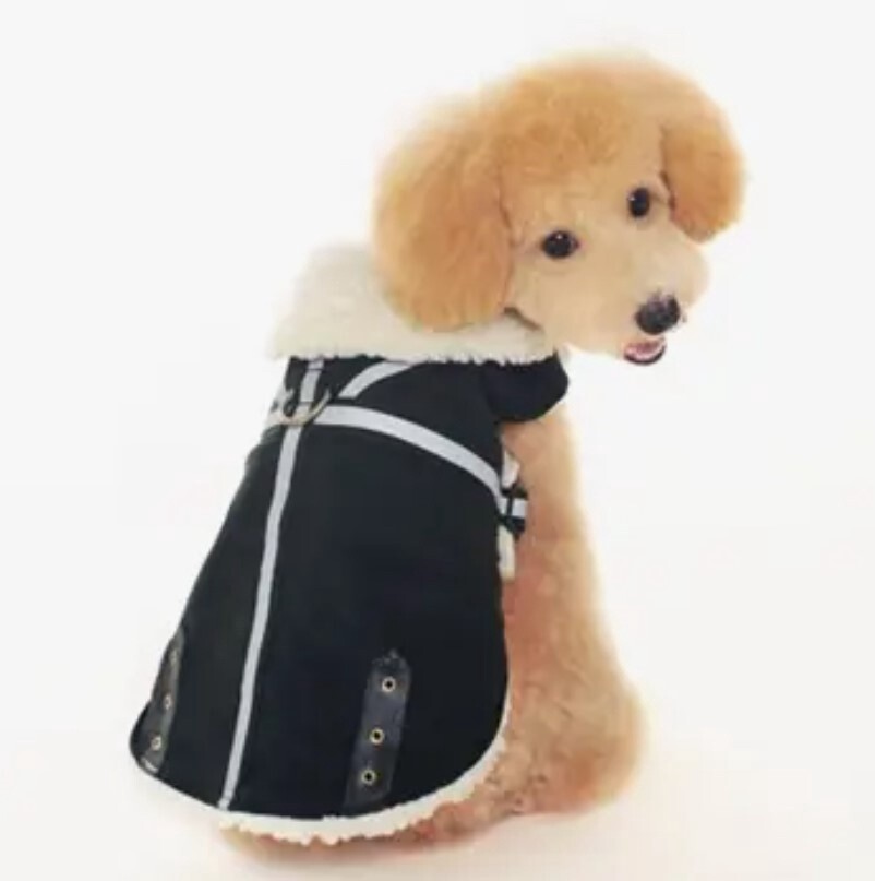Military Shearling Harness Coat for Med/Large Dogs, Color: Black, Size: XL
