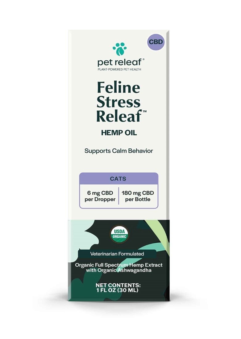 Pet Releaf Cat CBD 180 Stress Relief Hemp Oil, 1oz Bottle