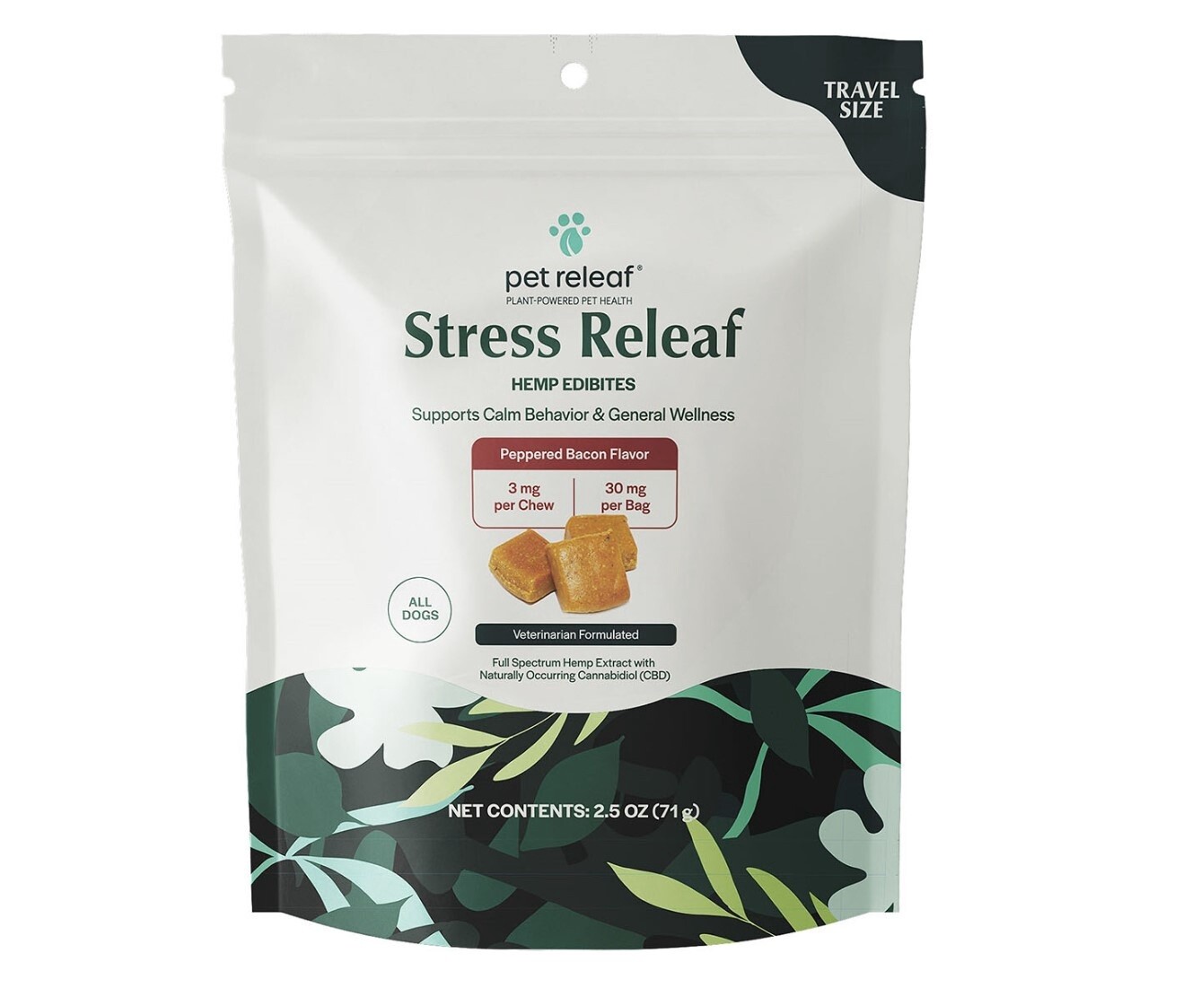 Pet Releaf Stress Releaf Edibites, Travel Size Dog Chews, 2.5 oz