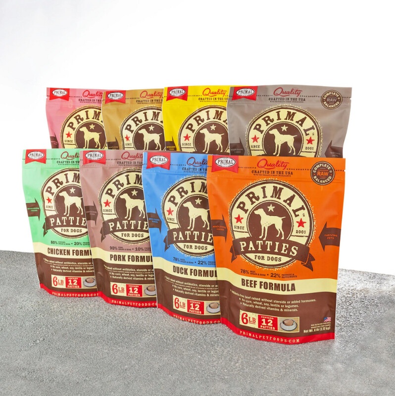 Primal Patties Raw Dog Food Frozen 6lb Bag