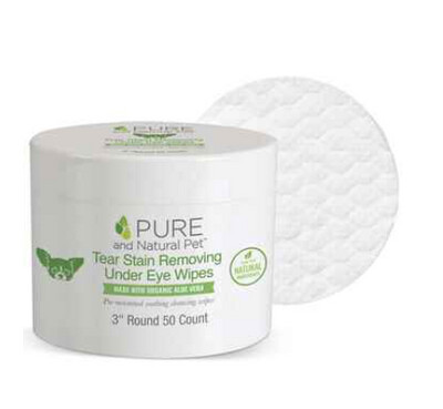 Pure &amp; Natural Pet Dog Tear Stain Remover Under Eye Wipes, 50ct