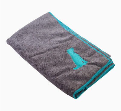 Quick Drying Microfiber Dog Bath Towel with Dog Silhouette, 48&quot; x 22&quot;