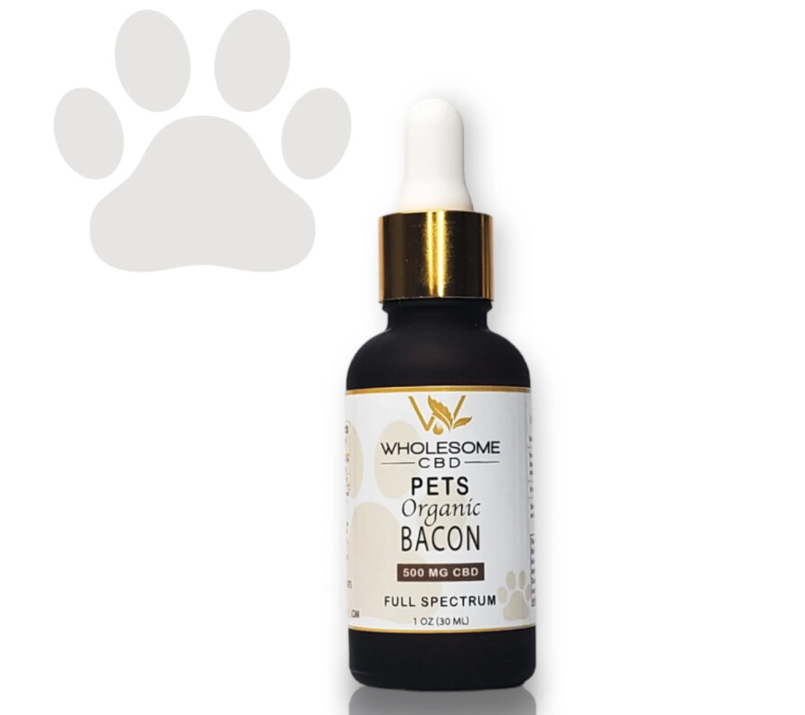 Wholesome Pets Organic CBD Oil Drops, Bacon Flavor, Size: 500MG / Small/Med