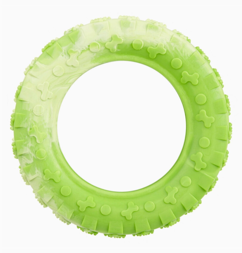 Rubber Tire, Teething, Floating Water Toy, Green, Size: 4&quot;
