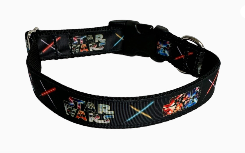 Space Opera with Laser Swords Star Wars Theme Collar or Leash, Size: Small (10-15&quot;)