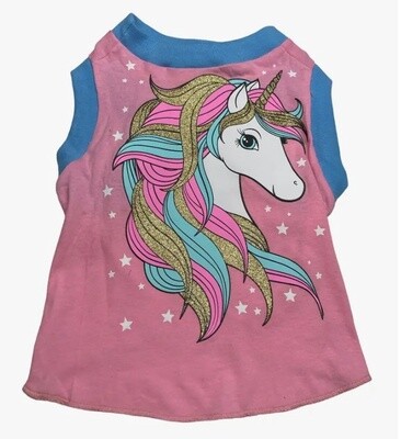 Upcycled Dog Tank, Pink Unicorn, Large