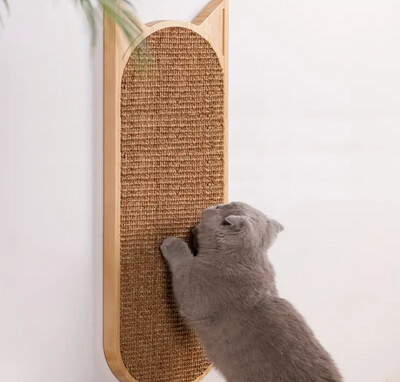 Wooden Cat Scratching Post, Wall-mounted Sisal Board Cat Scratching Pad, 20x7in